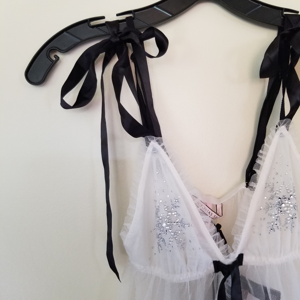 NWT Victoria Secret Lingerie Snowflake 2 Piece Thong Nightie Set Size XS - Picture 12 of 13